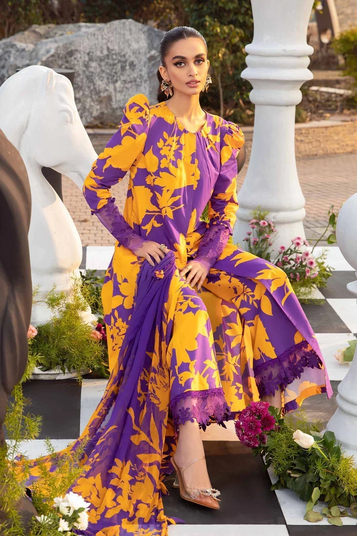 Maria B | M Prints Spring 24 | MPT-2111-A -  Maria B Luxury -  Agha Fabrics