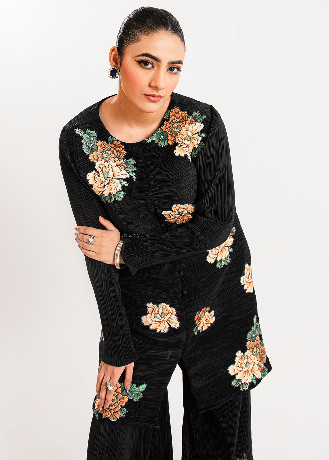 Maria Osama Khan | Claire Pleated Silk | Twilight - Official Maria Osama Khan - Agha Fabrics UK