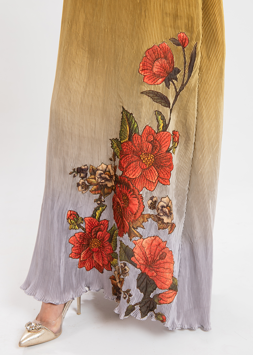 Maria Osama Khan | Claire Pleated Silk | Honeycomb - Official Maria Osama Khan - Agha Fabrics UK