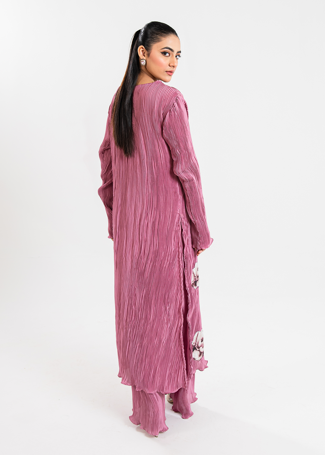 Maria Osama Khan | Claire Pleated Silk | Rosy - Official Maria Osama Khan - Agha Fabrics UK