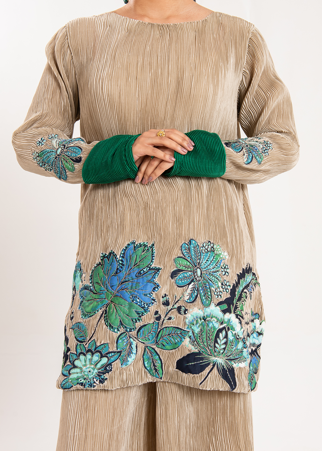 Maria Osama Khan | Claire Pleated Silk | Stardust - Official Maria Osama Khan - Agha Fabrics UK