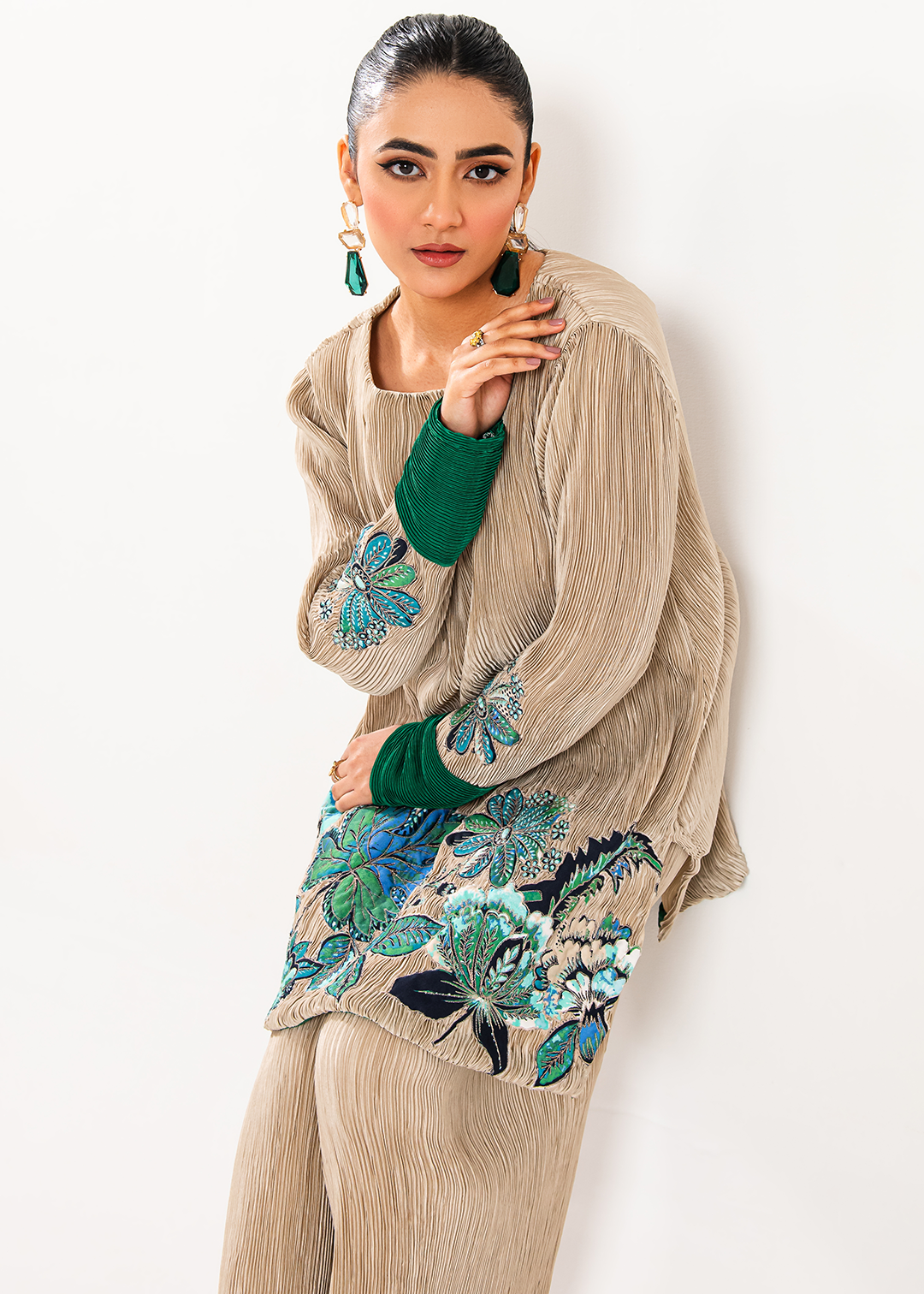 Maria Osama Khan | Claire Pleated Silk | Stardust - Official Maria Osama Khan - Agha Fabrics UK