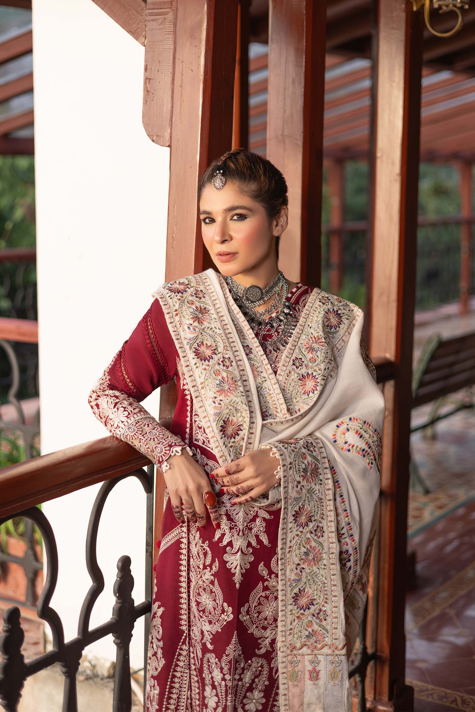 Maryam Hussain | Winter Shawl 2024 | Jade - Official Maryam Hussain - Agha Fabrics UK