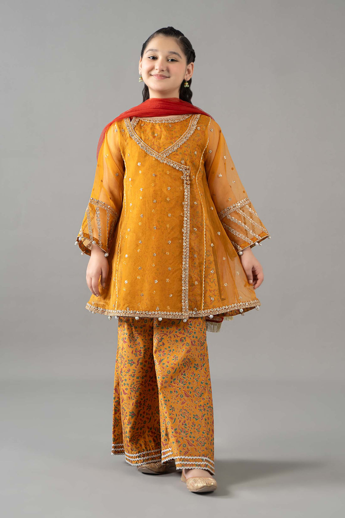 Maria B | Girls | MKS-EF25-11 (Mustard) -  Maria B Maria B Kids - Original Designer Dress - House of Maryam