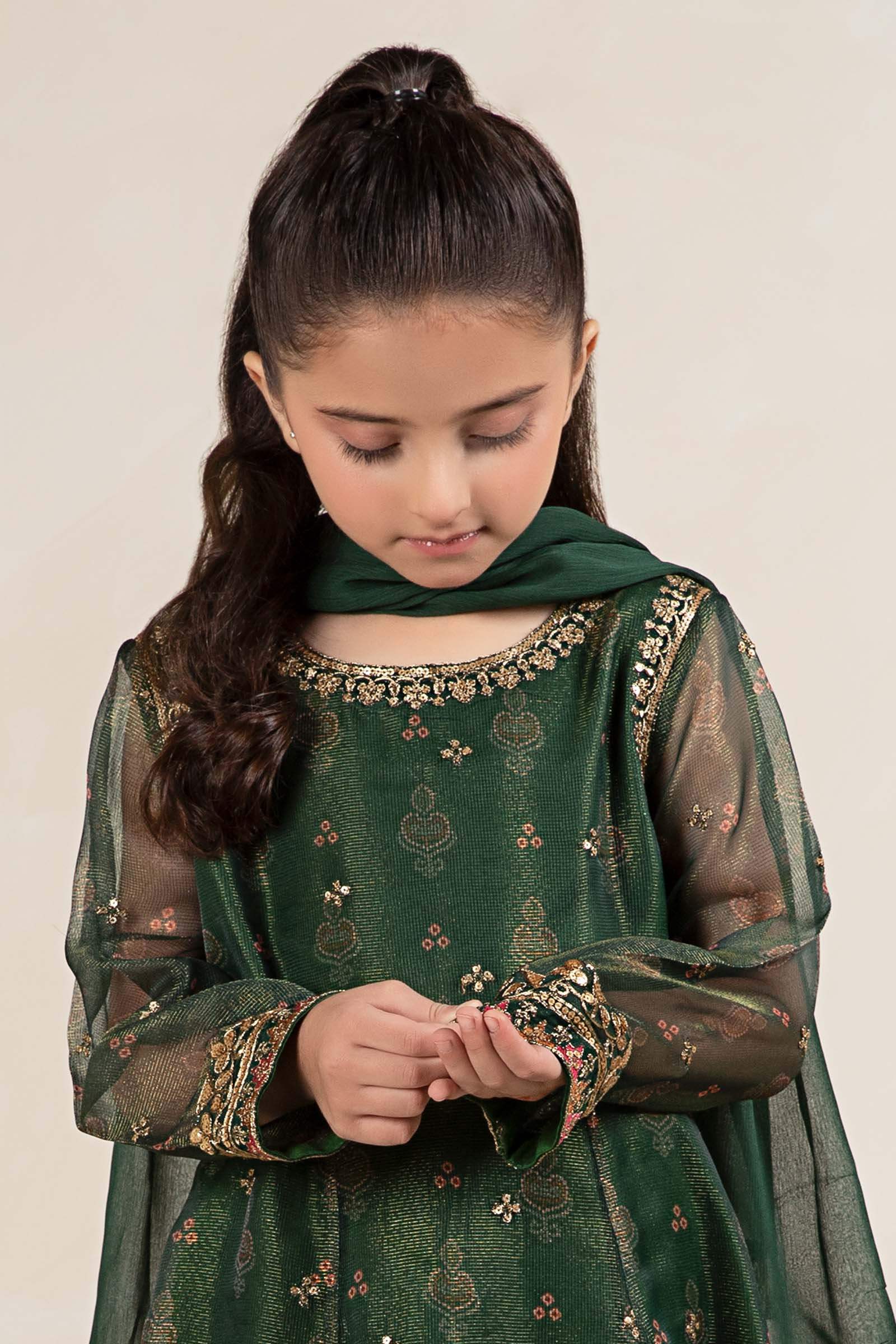 Maria B | Girls | MKS-W24-01 (Green) -  Maria B Maria B Kids - Original Designer Dress - House of Maryam