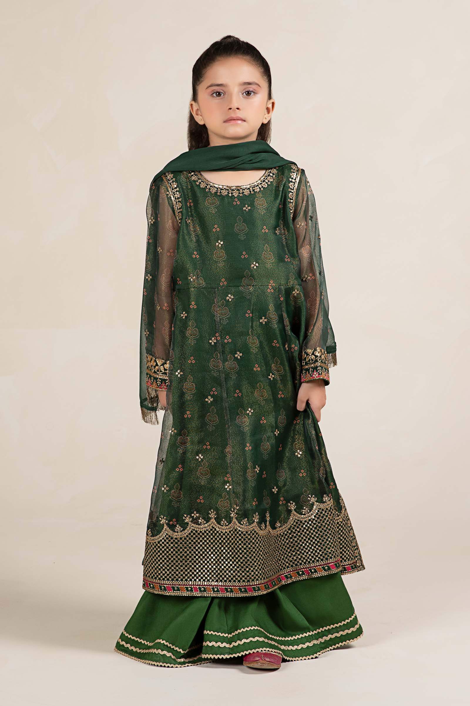 Maria B | Girls | MKS-W24-01 (Green) -  Maria B Maria B Kids - Original Designer Dress - House of Maryam