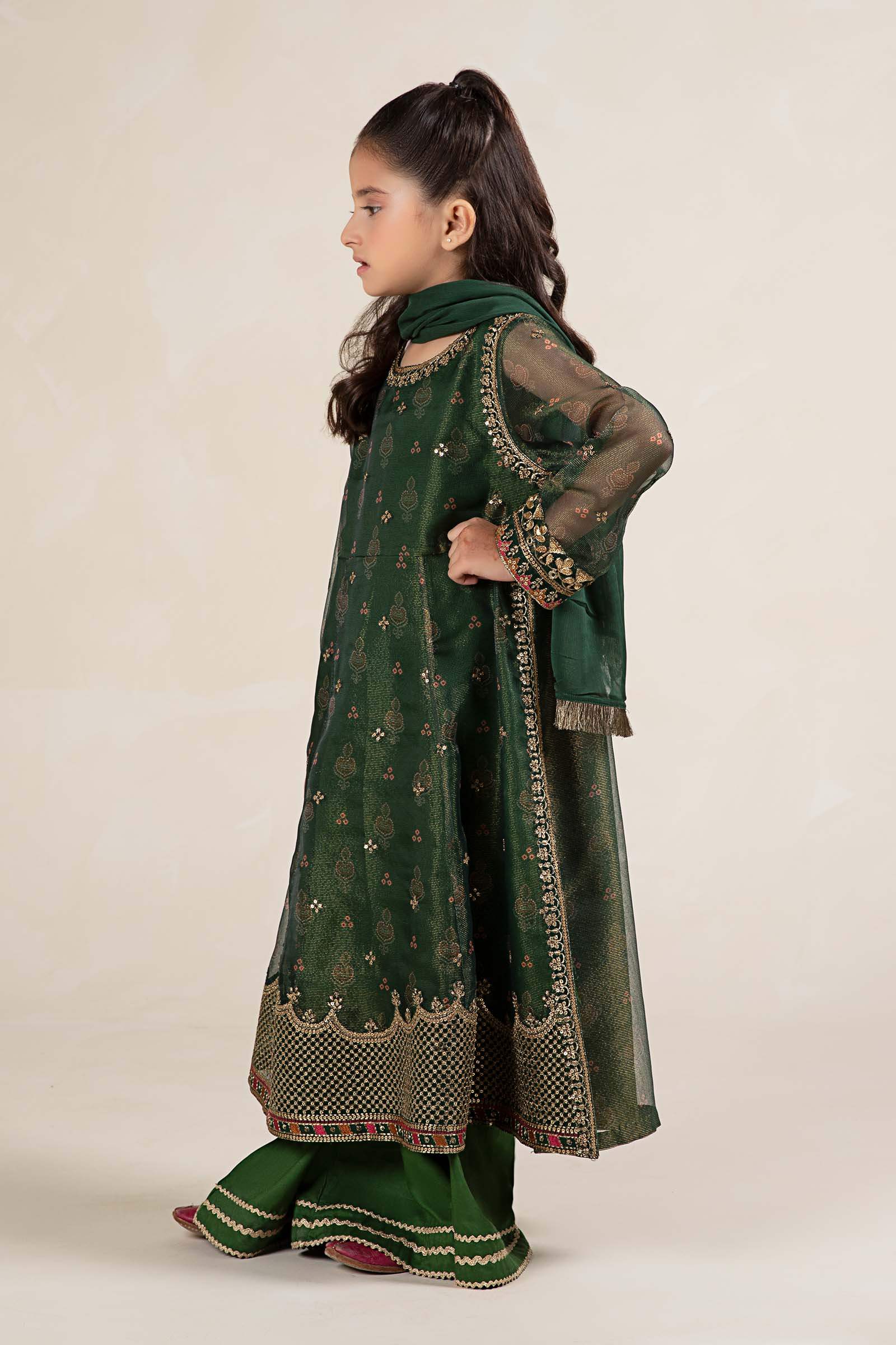 Maria B | Girls | MKS-W24-01 (Green) -  Maria B Maria B Kids - Original Designer Dress - House of Maryam