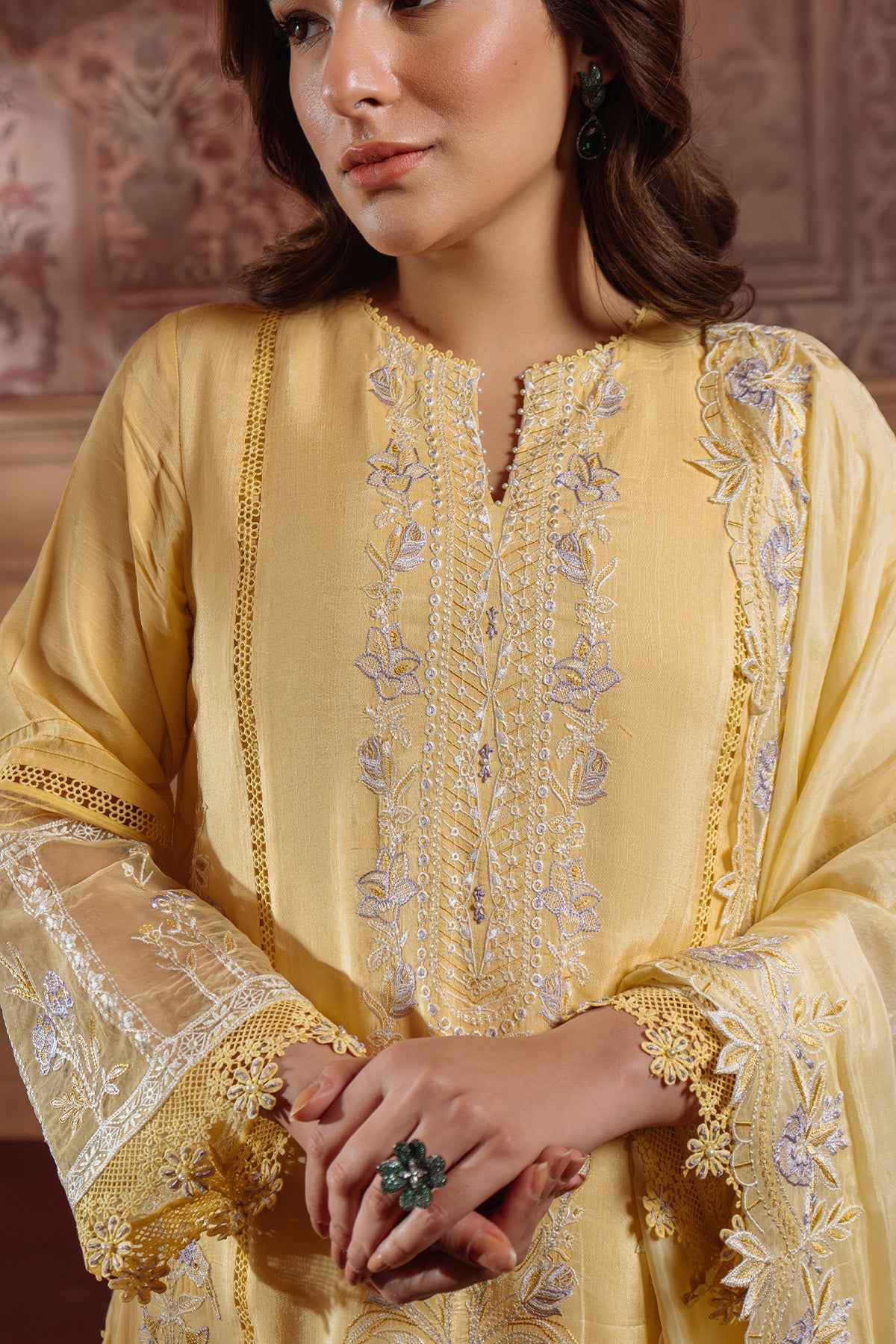 Sahar | Festive Edit Ready to Wear | Pale Primrose - RTW