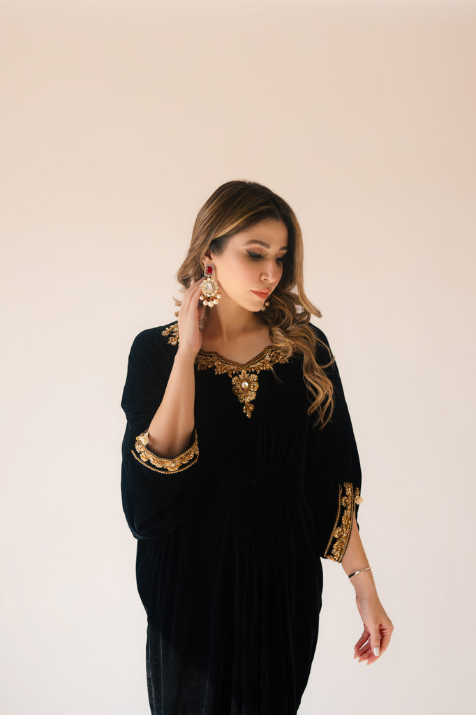 Sammy K | Velvet Festive Edit | Black Velvet Caftan