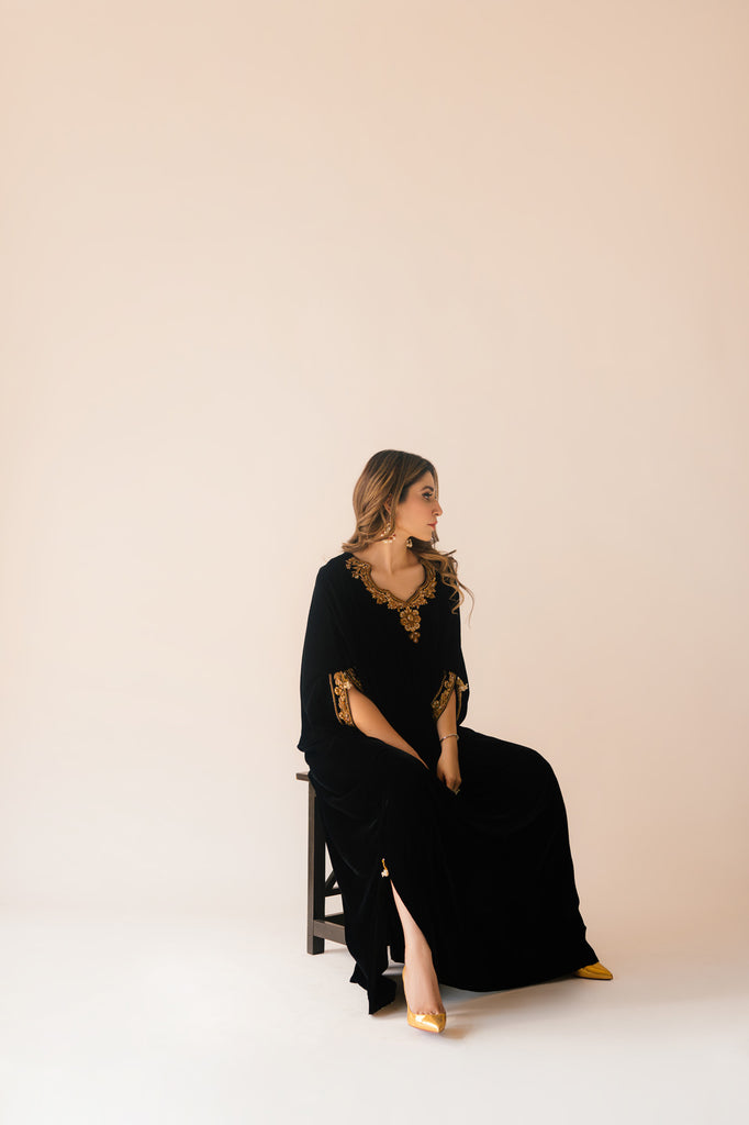 Sammy K | Velvet Festive Edit | Black Velvet Caftan