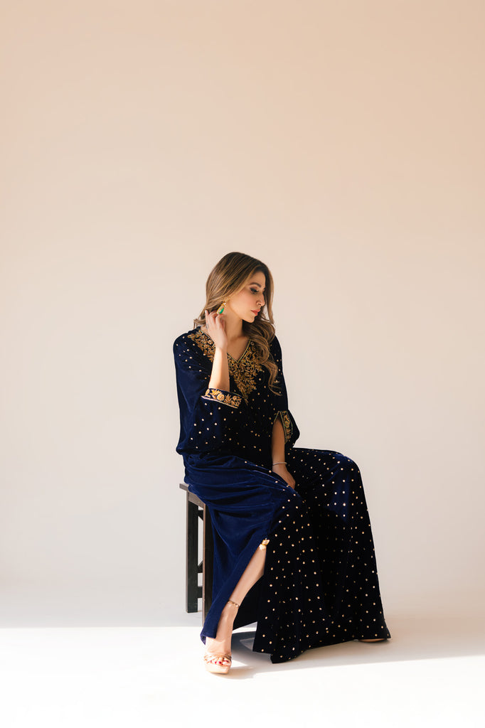 Sammy K | Velvet Festive Edit | Navy Blue Caftan