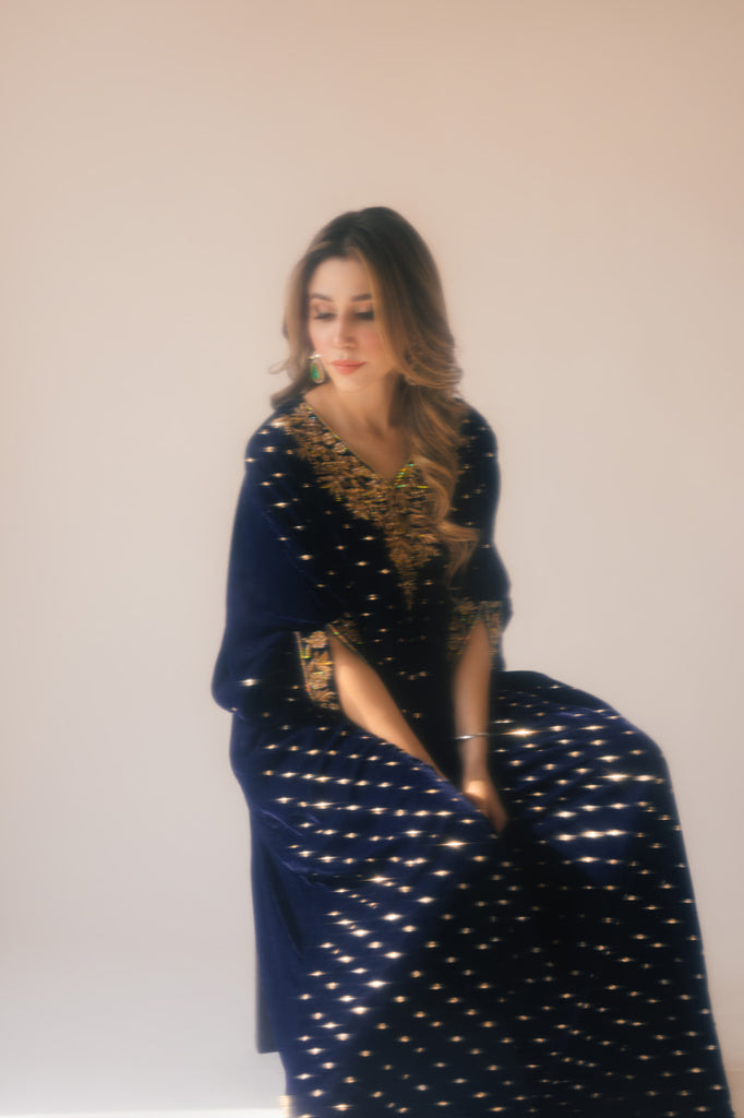 Sammy K | Velvet Festive Edit | Navy Blue Caftan