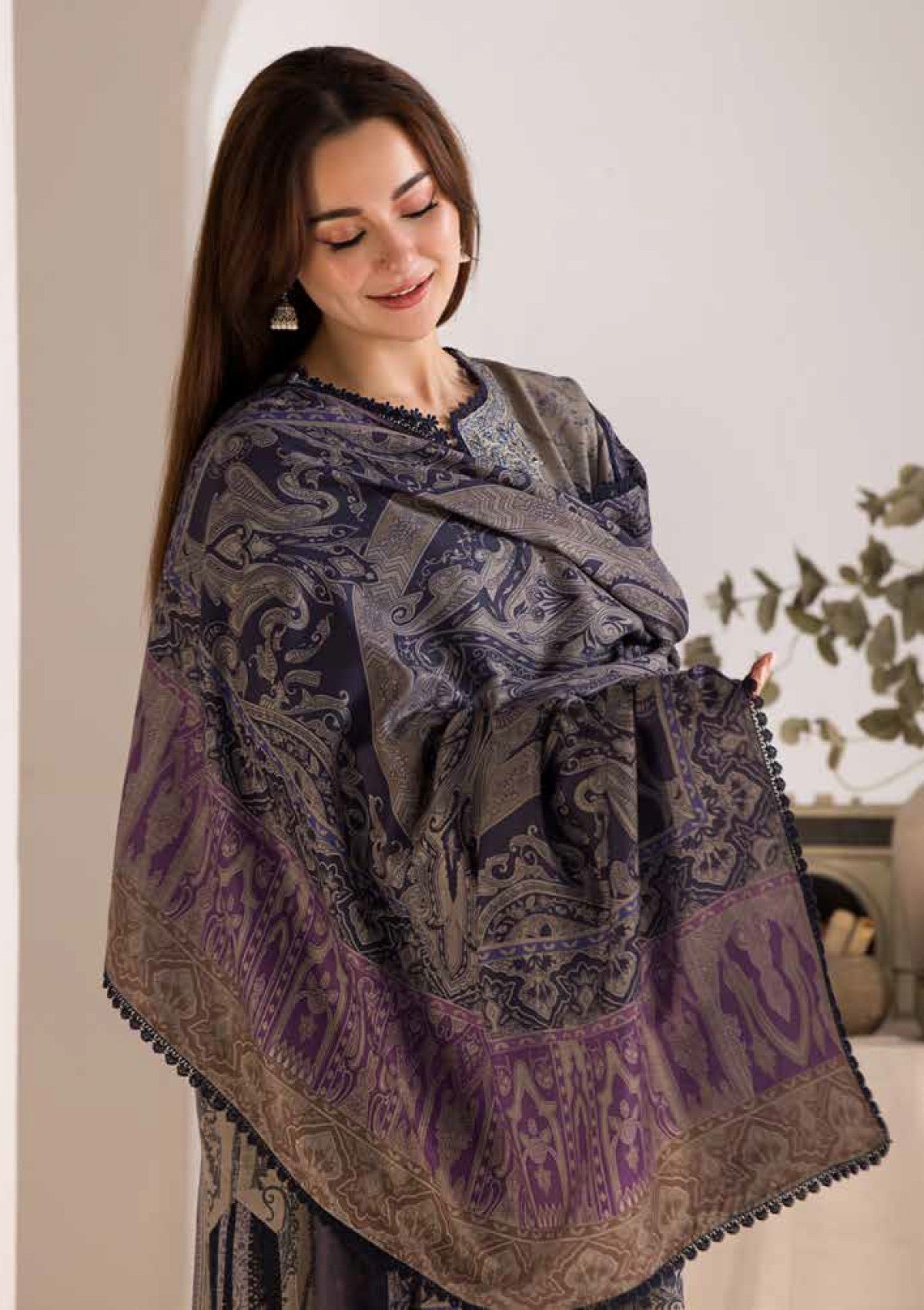 Winter Collection - Sobia Nazir - Winter Shawl - D#07B - Official Sobia Nazir - Agha Fabrics UK