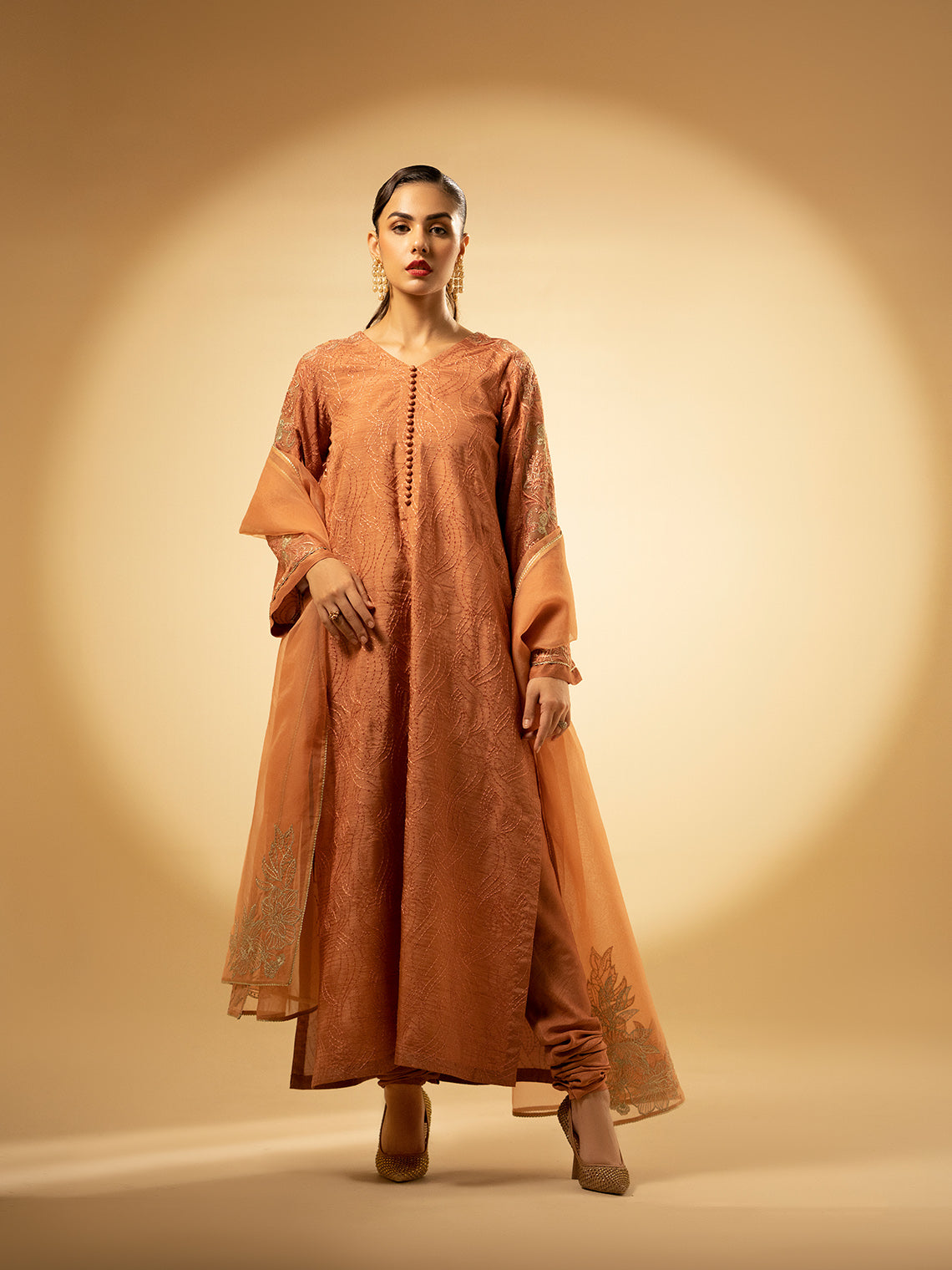 Fozia Khalid | Eid Edit 24 | Peach Hues - Official Fozia Khalid - Agha Fabrics UK