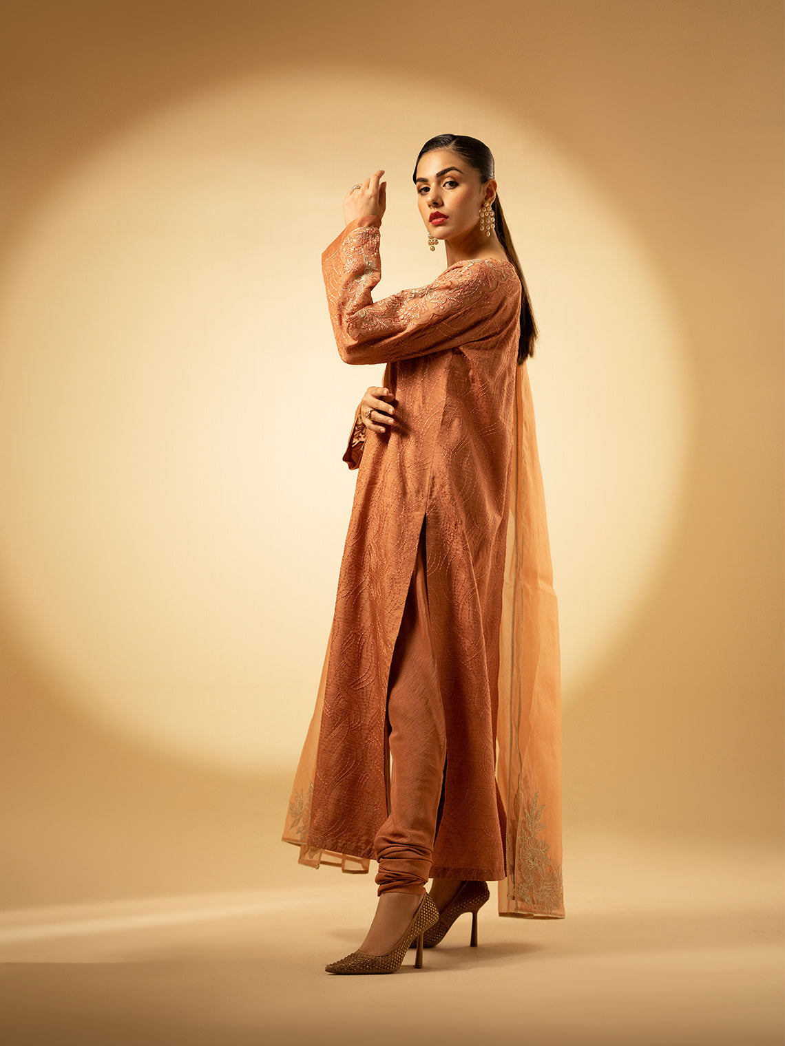 Fozia Khalid | Eid Edit 24 | Peach Hues - Official Fozia Khalid - Agha Fabrics UK