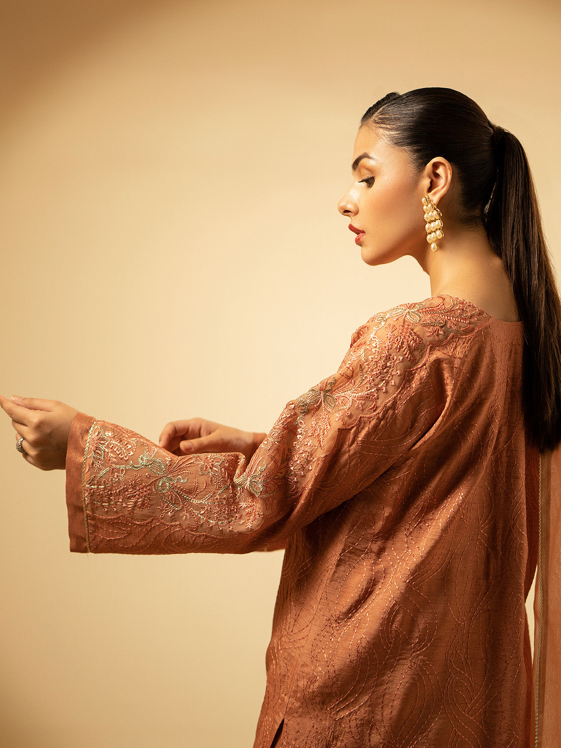 Fozia Khalid | Eid Edit 24 | Peach Hues - Official Fozia Khalid - Agha Fabrics UK