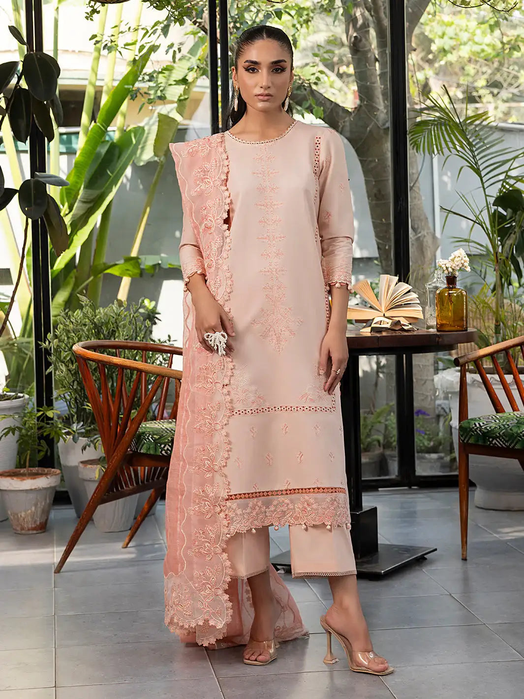 Izel | Meadow Muse Embroidered Lawn 25 | PEACHLIGHT - Official Izel - Agha Fabrics UK