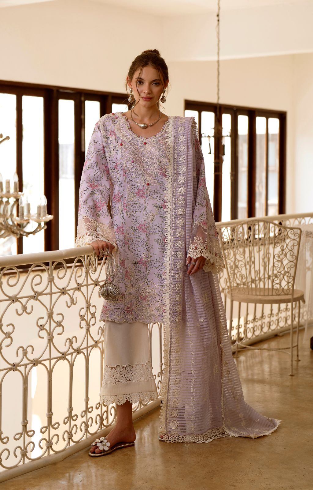 AJR Couture | Printakari Lawn 25 | Pearl - Official AJR Couture - Agha Fabrics UK