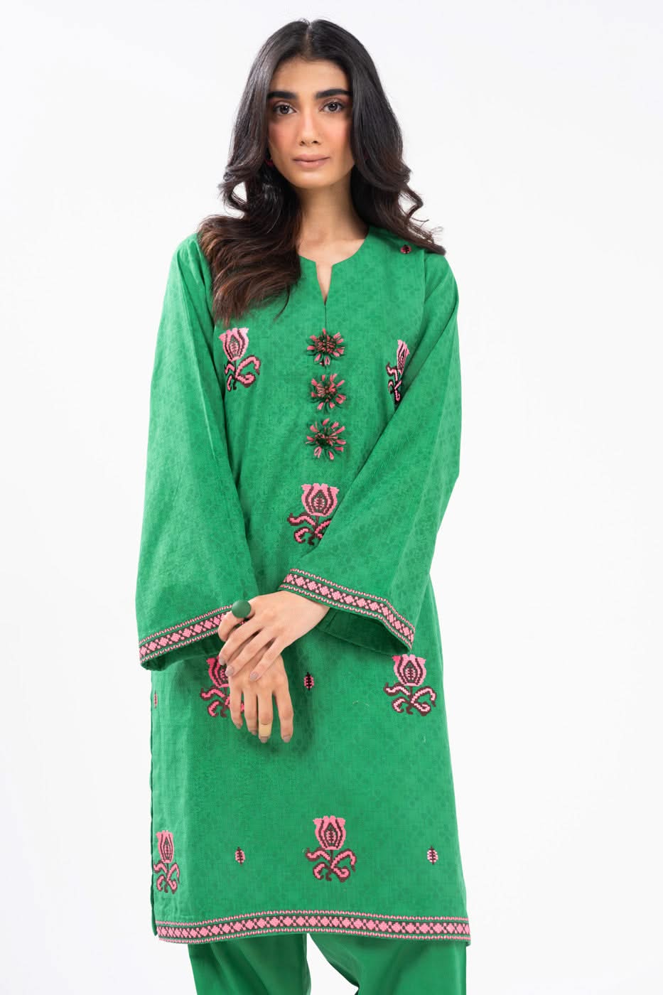 Winter Collection - Al Karam - Unstitched 24 - FW-57-24-GREEN - Official Al Karam - Agha Fabrics UK