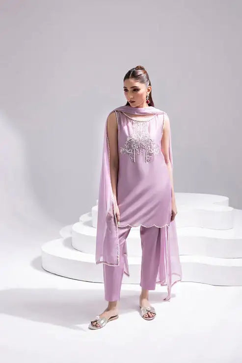 Amani | Aira Festive Wear | ZEEN ÃÂ¢- Hand Embellished Short Shirt with Slim Fit Shalwar & Chiffon Dupatta - Official Amani - Agha Fabrics UK