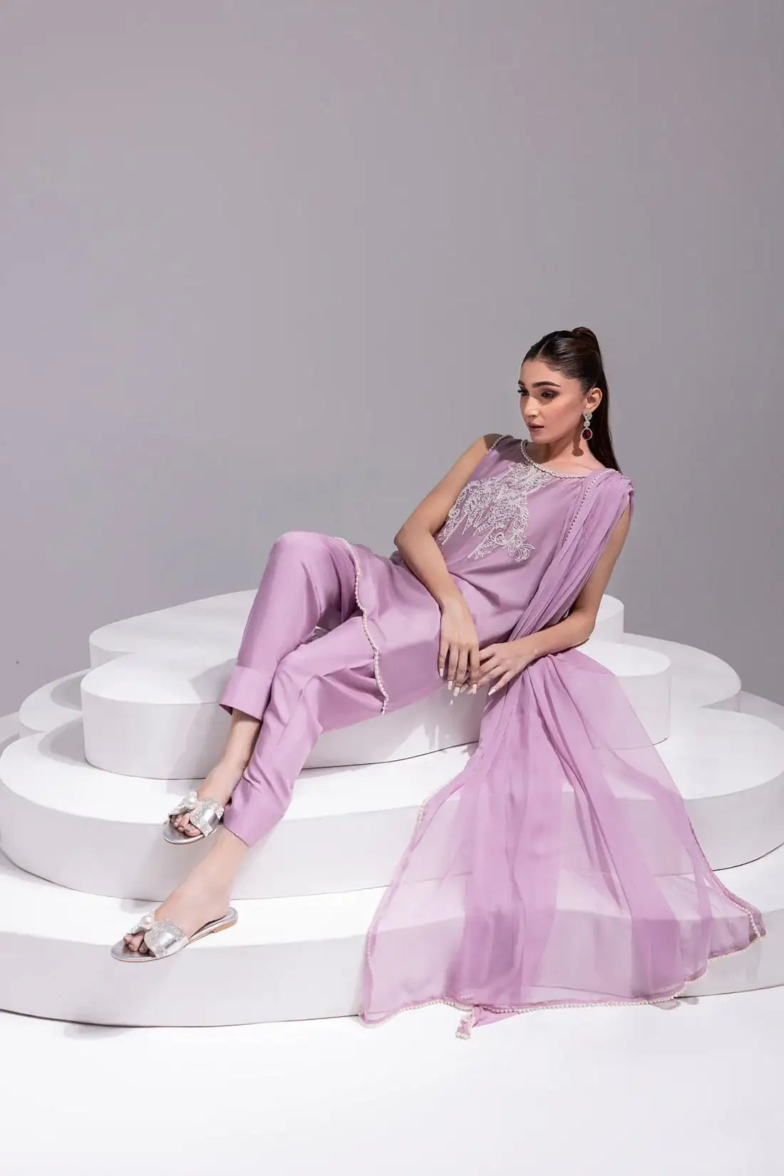 Amani | Aira Festive Wear | ZEEN ÃÂ¢- Hand Embellished Short Shirt with Slim Fit Shalwar & Chiffon Dupatta - Official Amani - Agha Fabrics UK