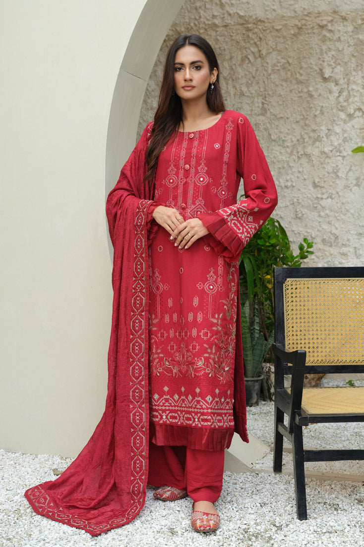Marjjan | Aangan Embroidered Viscose | SKC-100 (RED) - Official Marjjan - Agha Fabrics UK