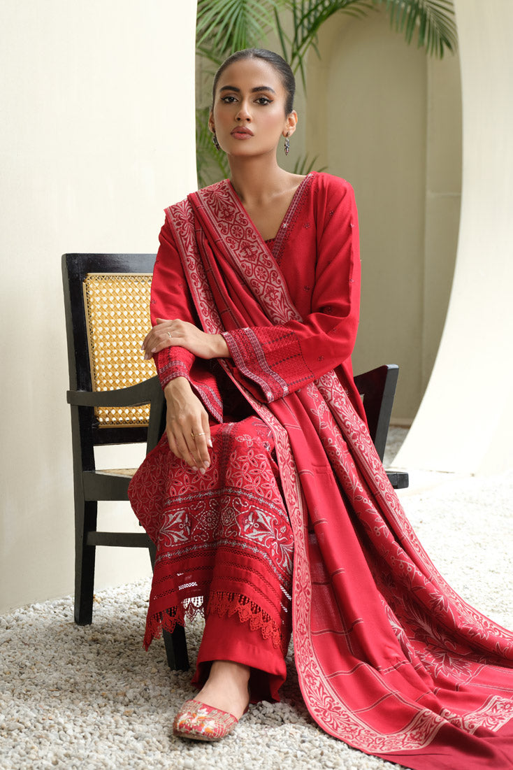 Marjjan | Aangan Embroidered Viscose | MDS-75 (RED) - Official Marjjan - Agha Fabrics UK