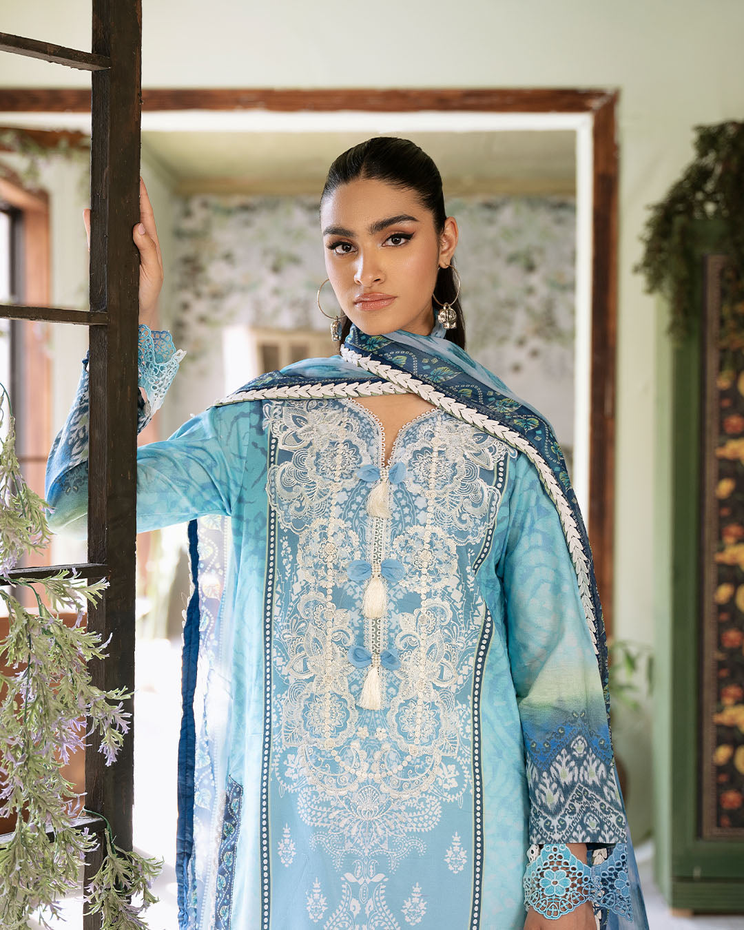 Roheenaz | Flora Printed Lawn | Azure