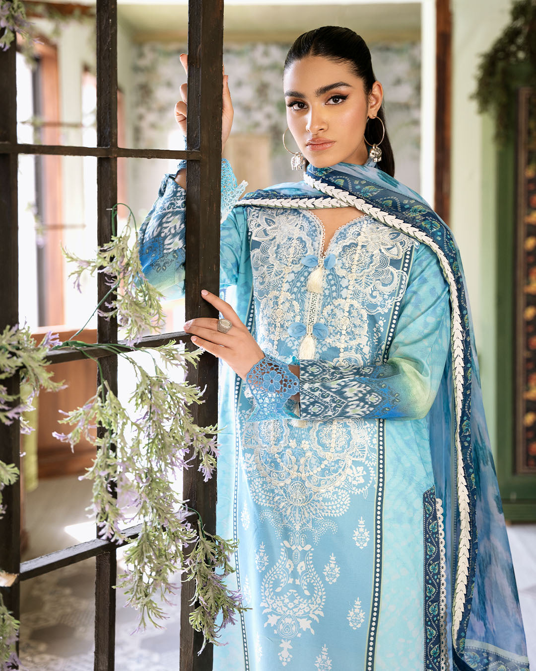 Roheenaz | Flora Printed Lawn | Azure