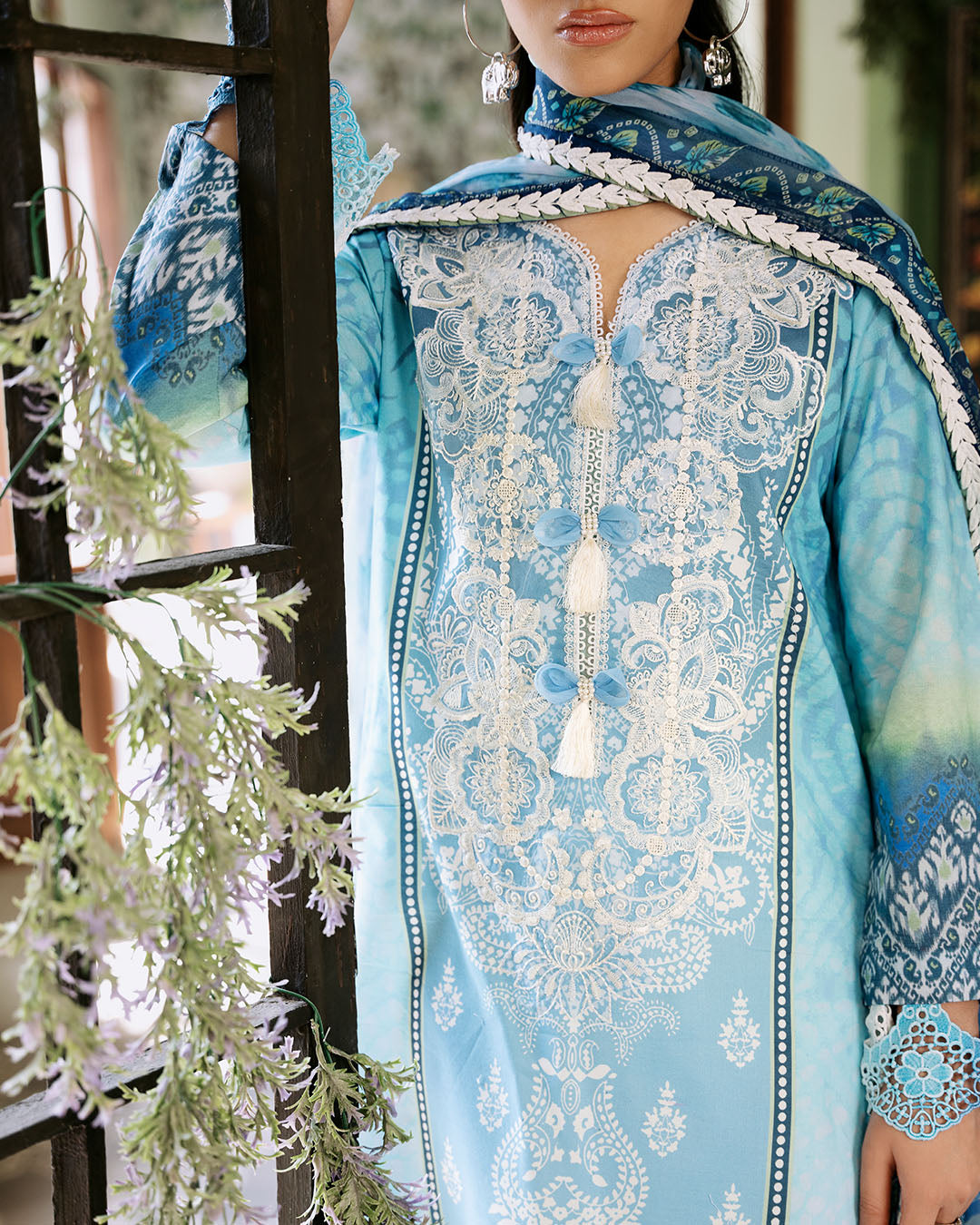 Roheenaz | Flora Printed Lawn | Azure