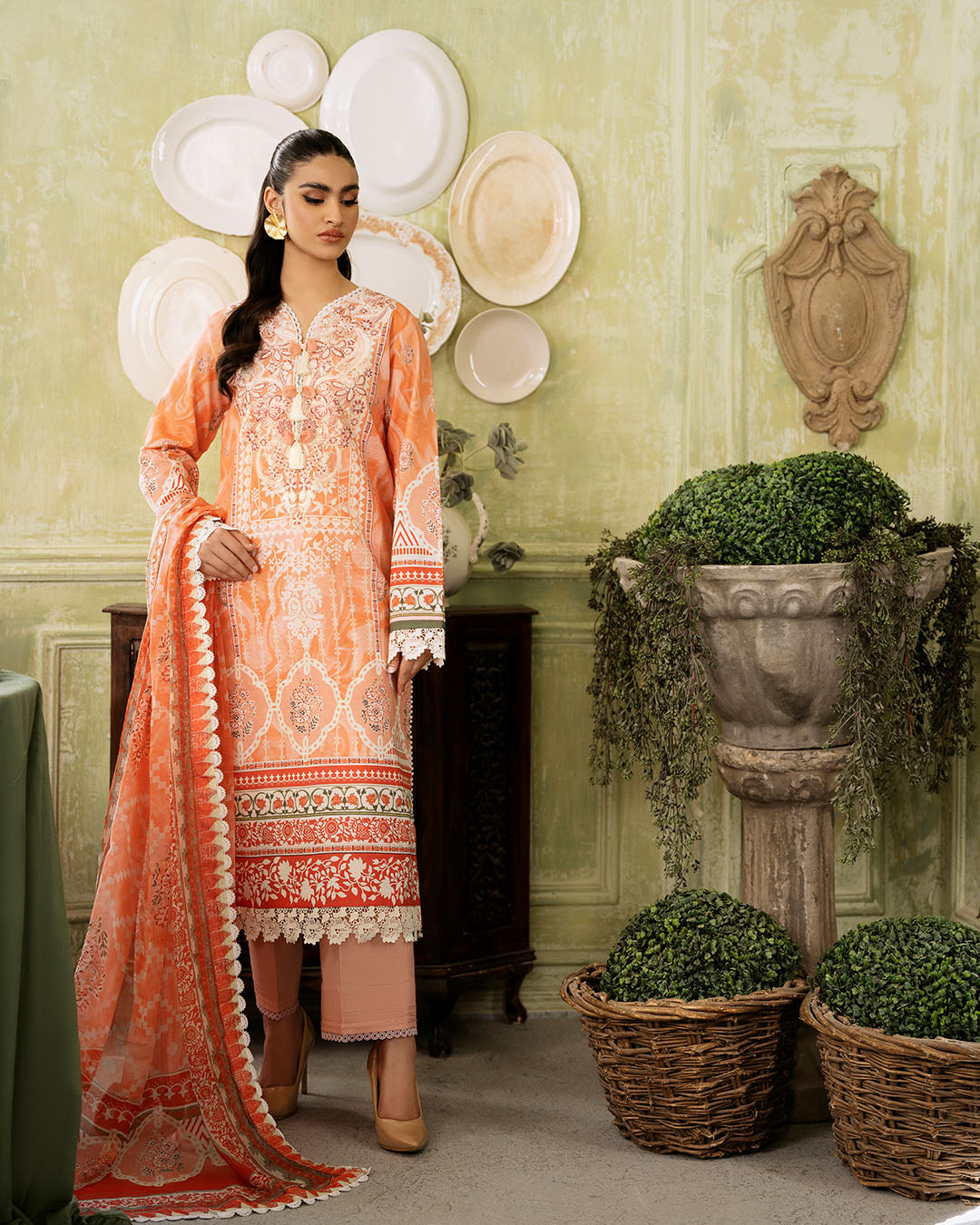 Roheenaz | Flora Printed Lawn | Cascade