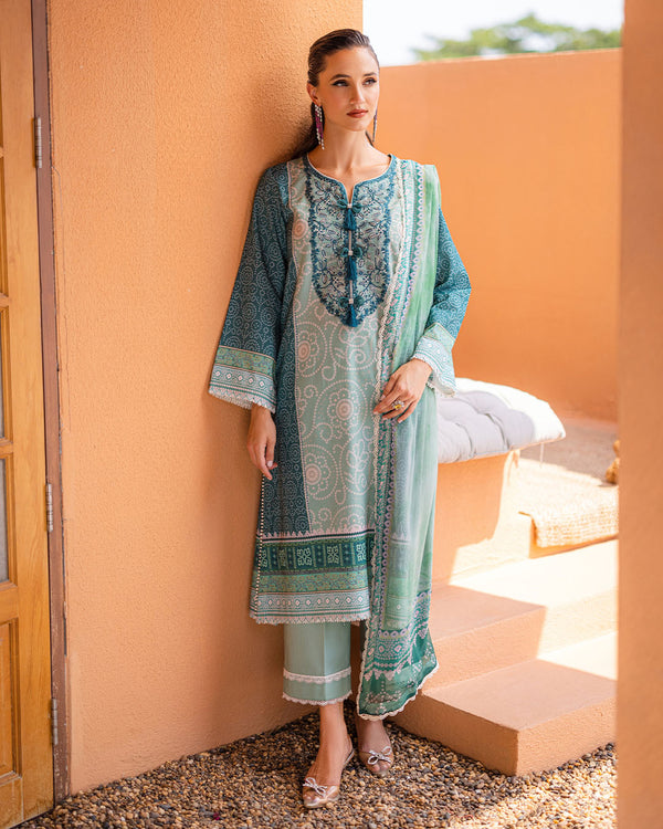 Roheenaz | Azalea Printed Lawn 24 | Ocean Breeze