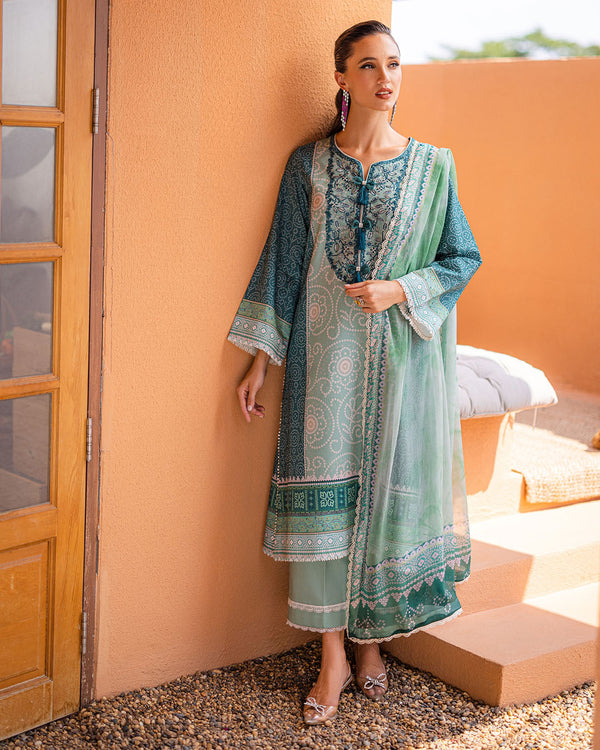 Roheenaz | Azalea Printed Lawn 24 | Ocean Breeze