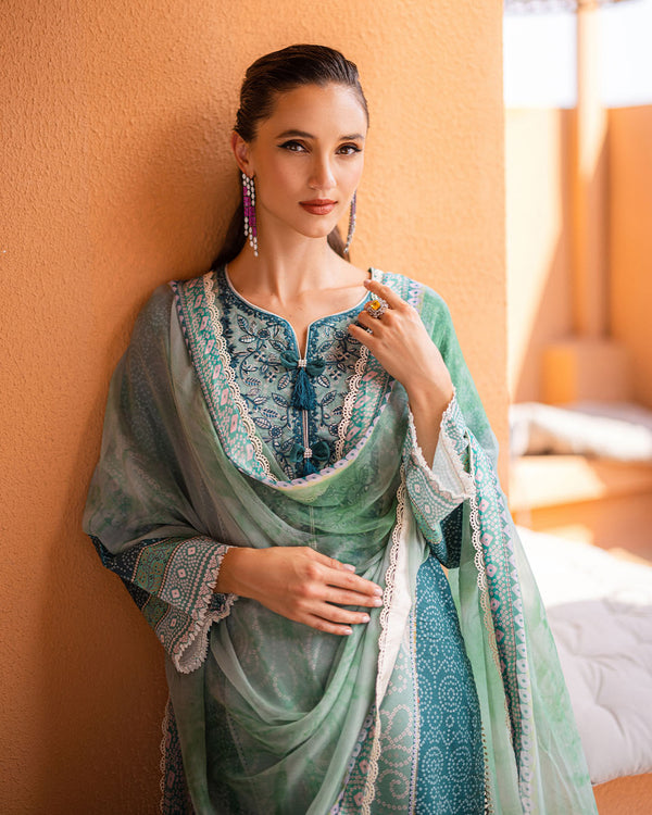 Roheenaz | Azalea Printed Lawn 24 | Ocean Breeze