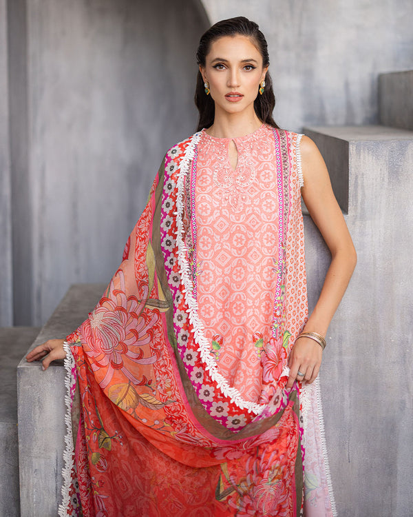 Roheenaz | Azalea Printed Lawn 24 | Radiant Rose