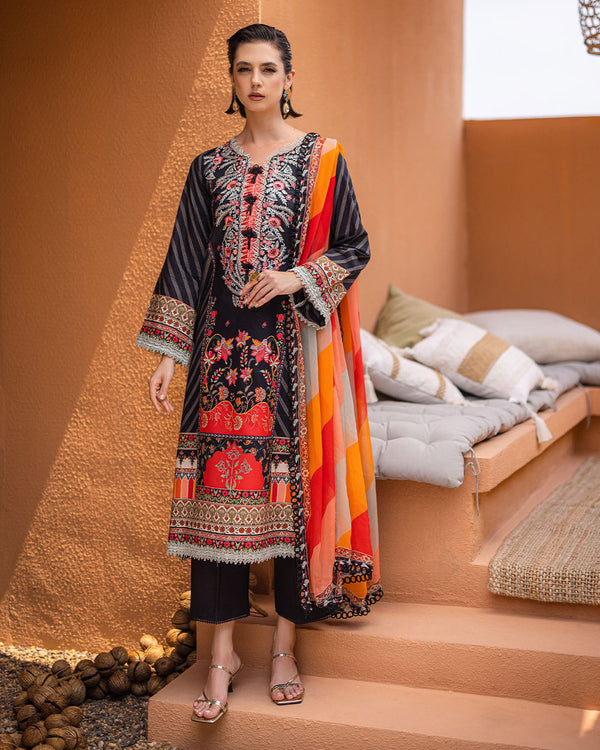 Roheenaz | Azalea Printed Lawn 24 | Midnight Mirage