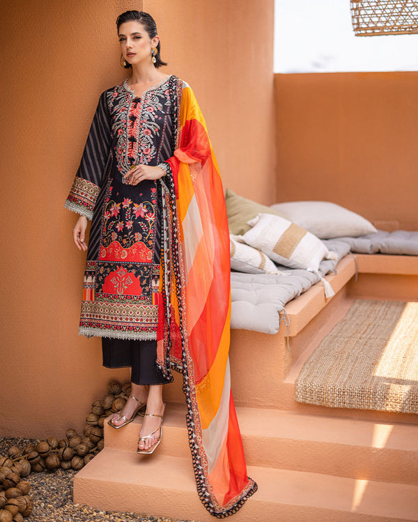 Roheenaz | Azalea Printed Lawn 24 | Midnight Mirage