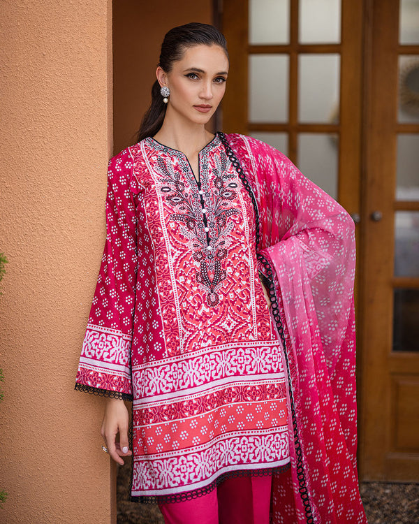 Roheenaz | Azalea Printed Lawn 24 | Coral Cascade
