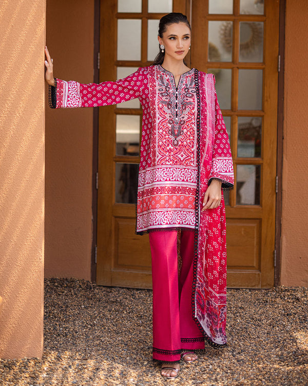 Roheenaz | Azalea Printed Lawn 24 | Coral Cascade