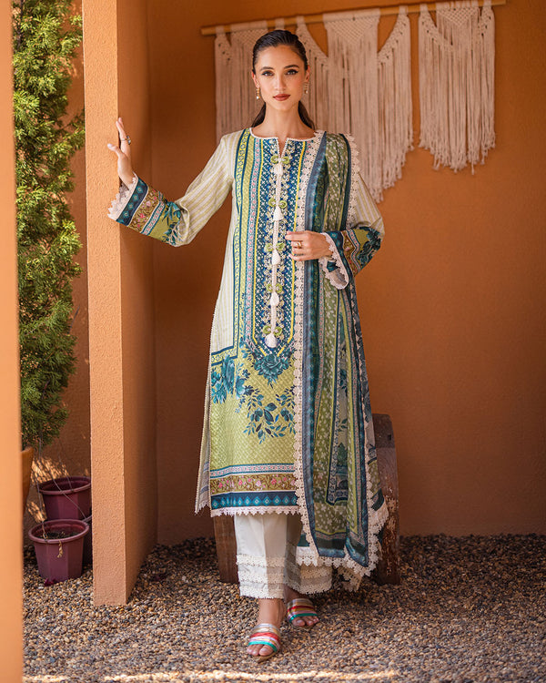 Roheenaz | Azalea Printed Lawn 24 | Ivory Elegance