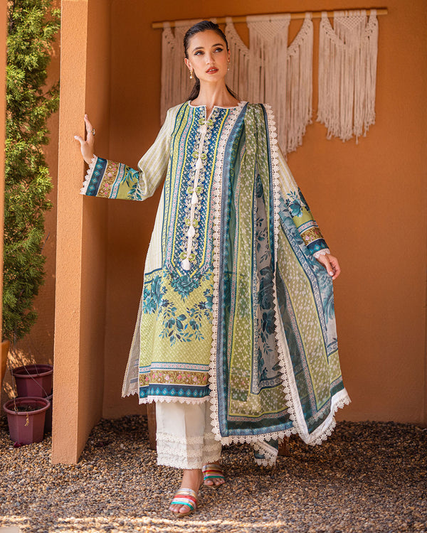 Roheenaz | Azalea Printed Lawn 24 | Ivory Elegance