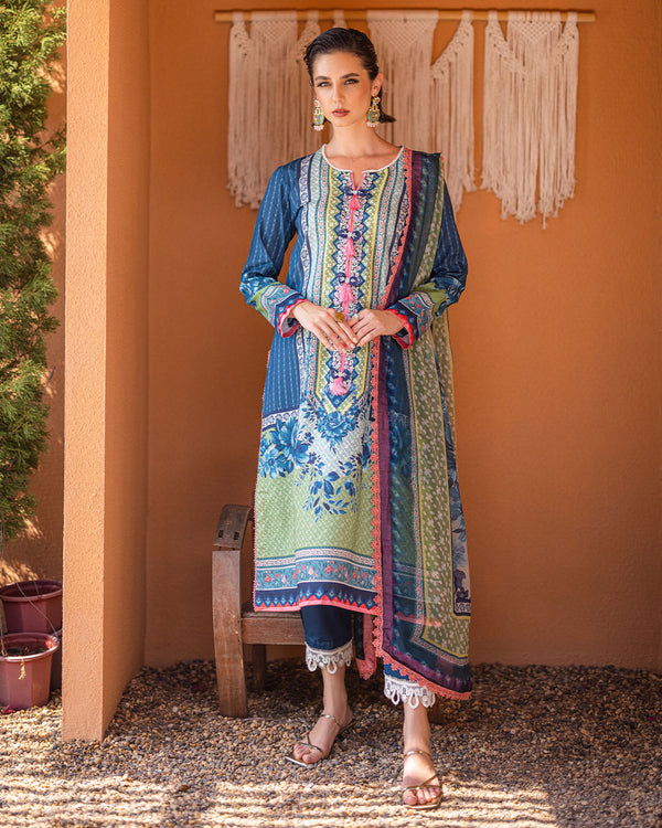 Roheenaz | Azalea Printed Lawn 24 | Mirage Mesh