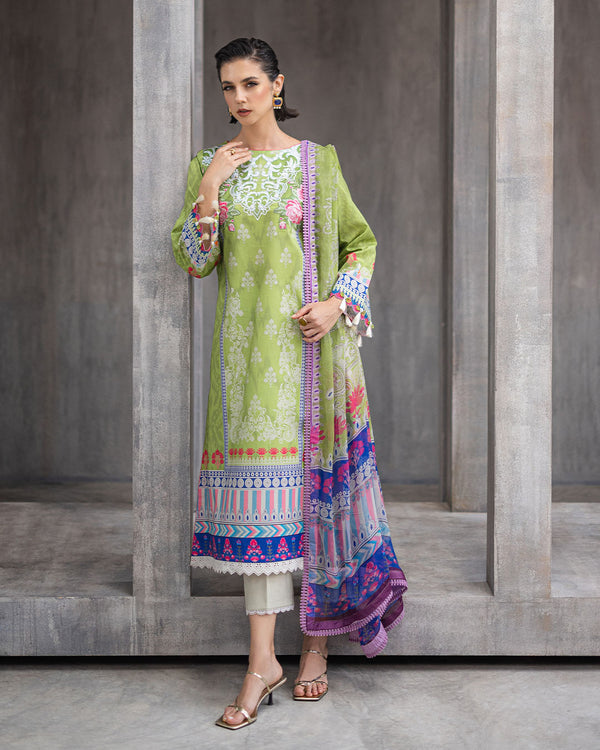 Roheenaz | Azalea Printed Lawn 24 | Serene Seafoam
