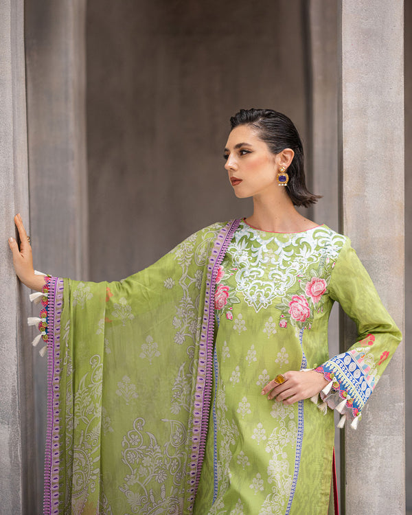 Roheenaz | Azalea Printed Lawn 24 | Serene Seafoam