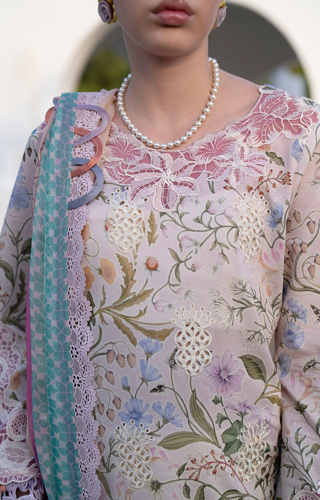 AJR Couture | Printakari Lawn 25 | Rose - Official AJR Couture - Agha Fabrics UK