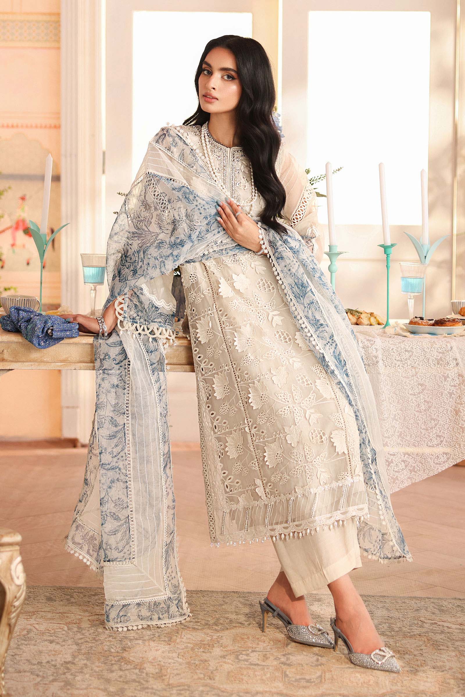 Maria B | Pre Fall Dresses | 3 Piece Embroidered Organza Suit CC - Official Maria B - Agha Fabrics UK