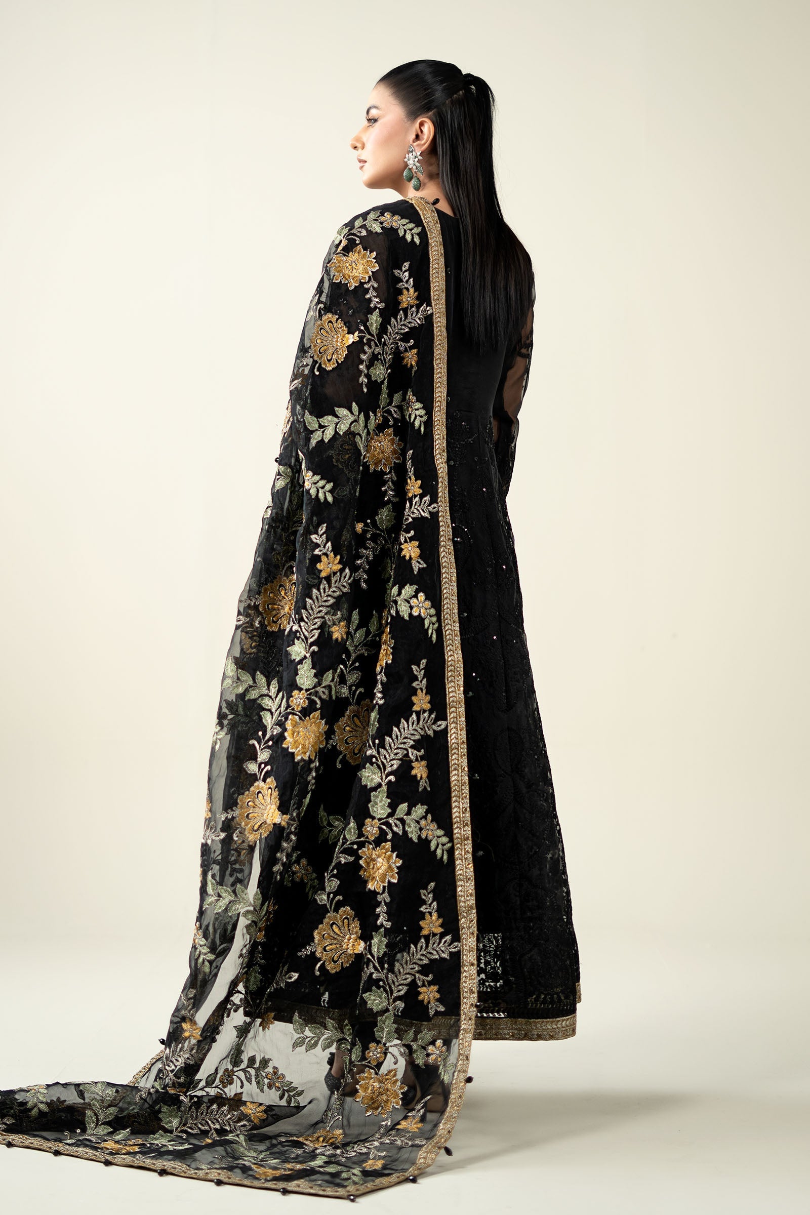 Maria B | Pre Fall Dresses | 3 Piece Embroidered Suit Black - Official Maria B - Agha Fabrics UK