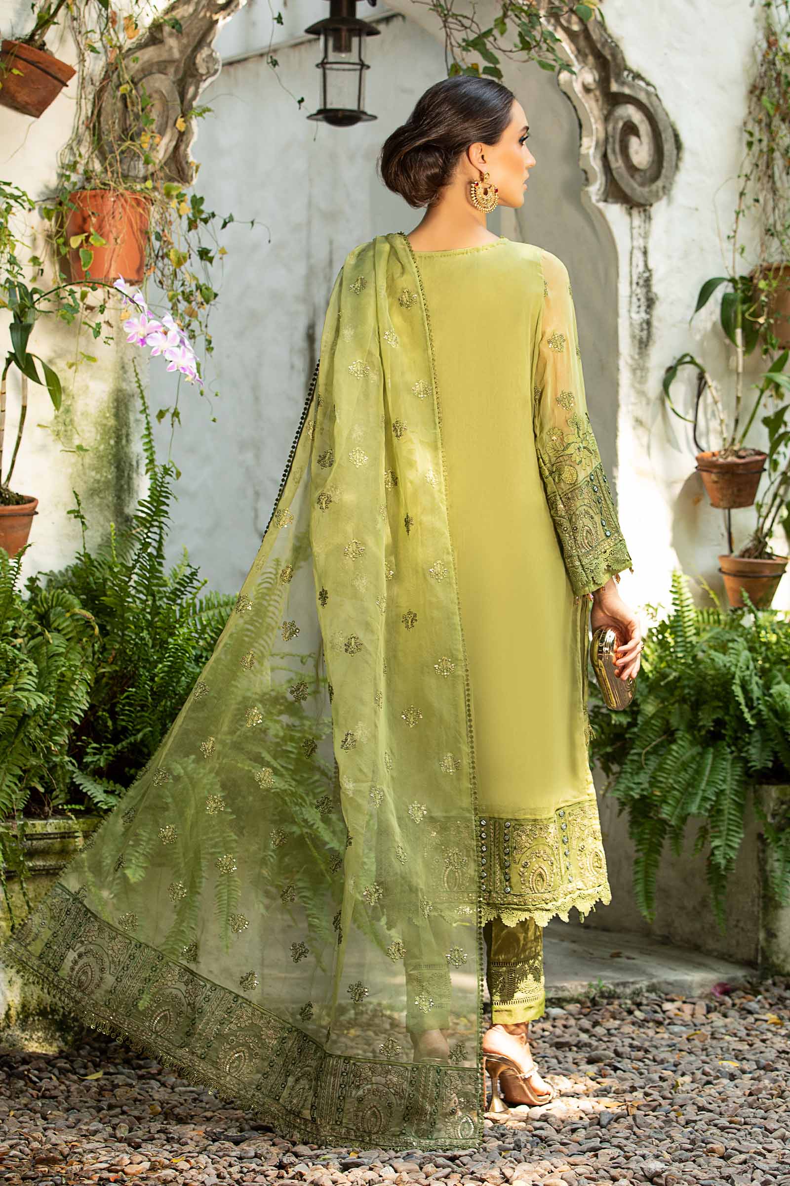 Maria B | Pre Fall Dresses | 3 Piece Embroidered Suit Grape Green - Official Maria B - Agha Fabrics UK