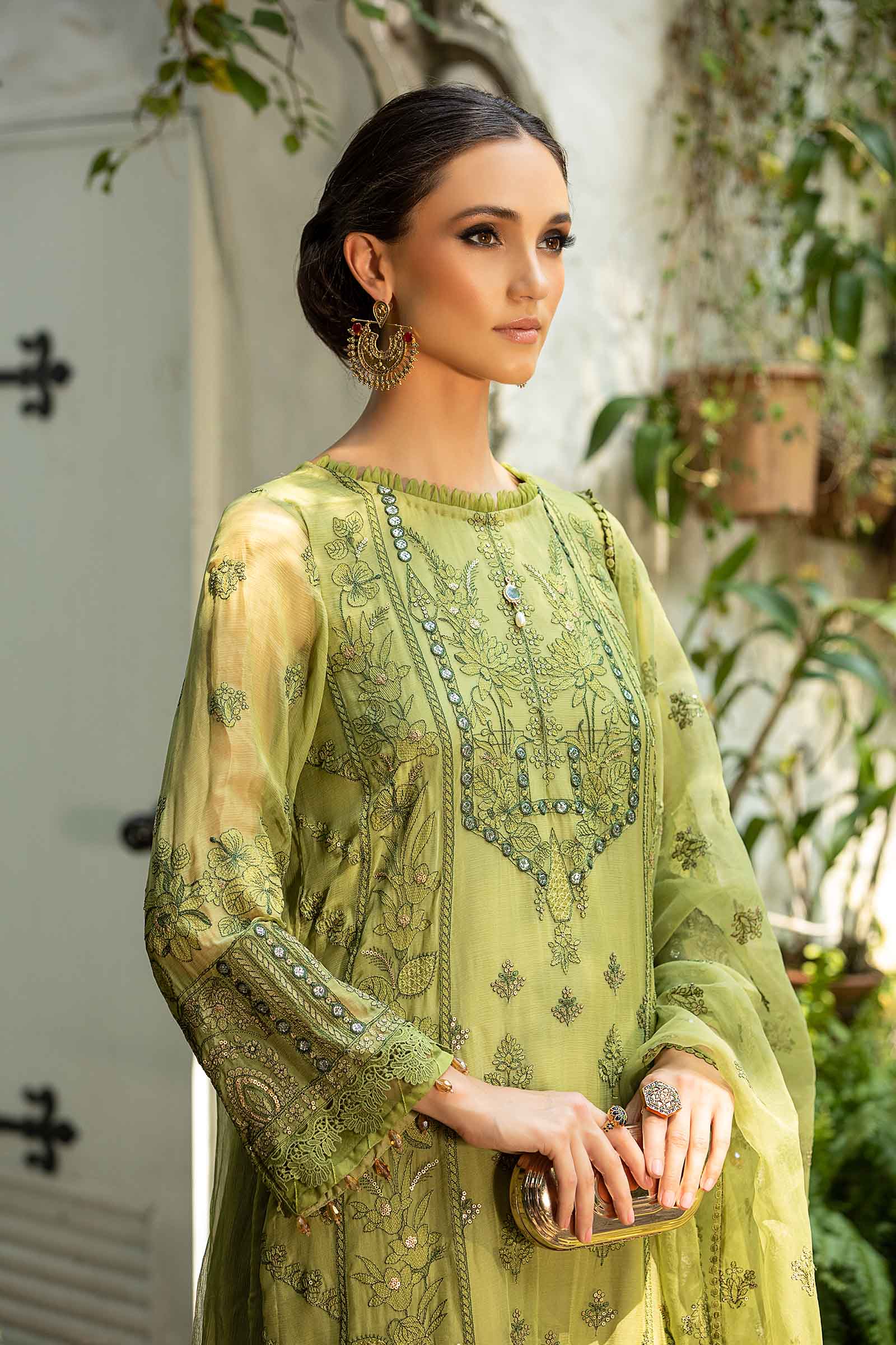Maria B | Pre Fall Dresses | 3 Piece Embroidered Suit Grape Green - Official Maria B - Agha Fabrics UK