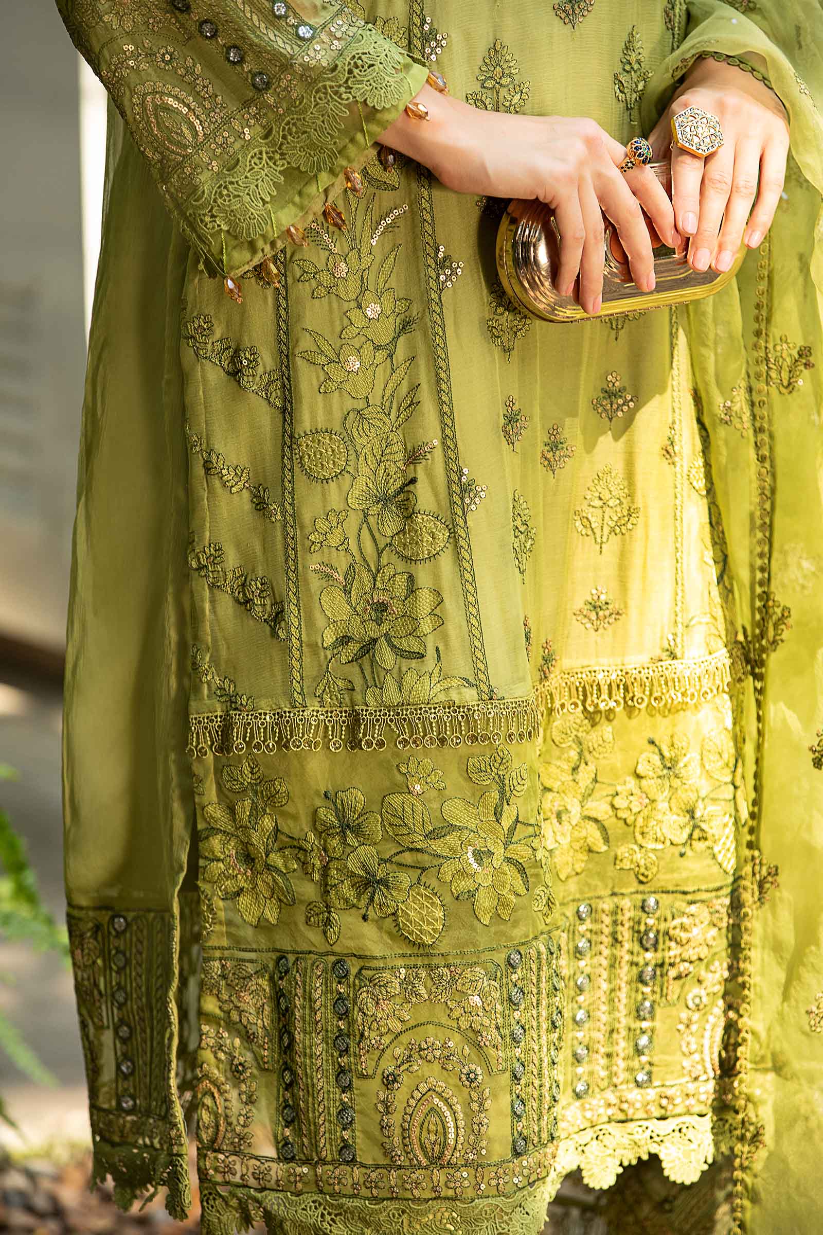 Maria B | Pre Fall Dresses | 3 Piece Embroidered Suit Grape Green - Official Maria B - Agha Fabrics UK